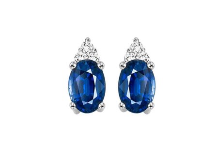 10Kt White Gold Diamond 1 20Ctw & Sapphire 1 4Ctw Earring on Sale