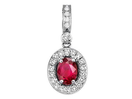 14Kt White Gold Diamond 1 7Ctw & Ruby 5 8Ctw Pendant For Discount