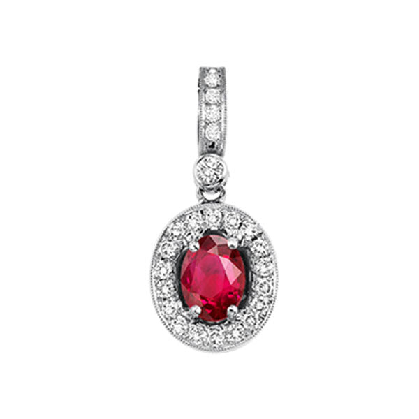 14Kt White Gold Diamond 1 7Ctw & Ruby 5 8Ctw Pendant For Discount