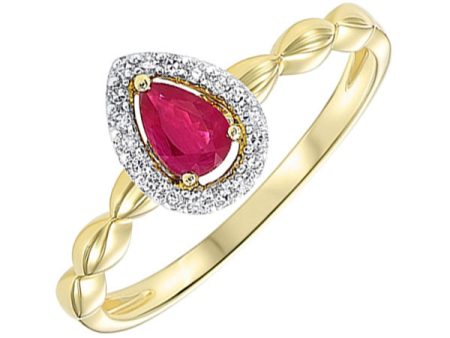 10Kt Yellow Gold Diamond 1 12Ctw & Ruby 1 4Ctw Ring Online Sale