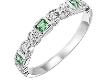 14Kt White Gold Diamond 1 10Ctw & Emerald 1 6Ctw Ring For Sale