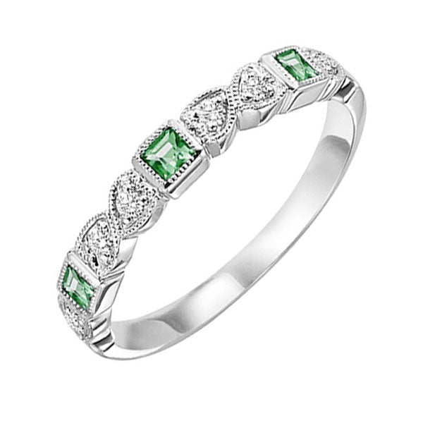 14Kt White Gold Diamond 1 10Ctw & Emerald 1 6Ctw Ring For Sale