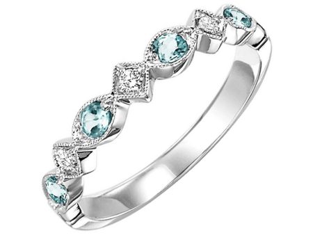 14Kt White Gold Diamond 1 20Ctw & Blue Topaz 1 6Ctw Ring For Sale