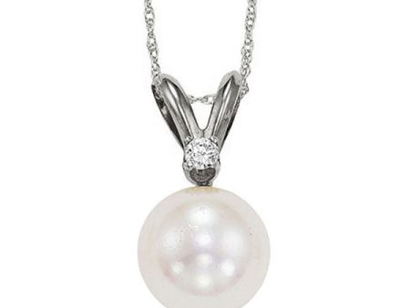 14Kt White Gold Diamond 1 50Ctw & Pearl Pendant Online Hot Sale