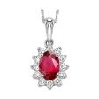 14Kt White Gold Diamond 1 5Ctw & Ruby 5 8Ctw Pendant Fashion