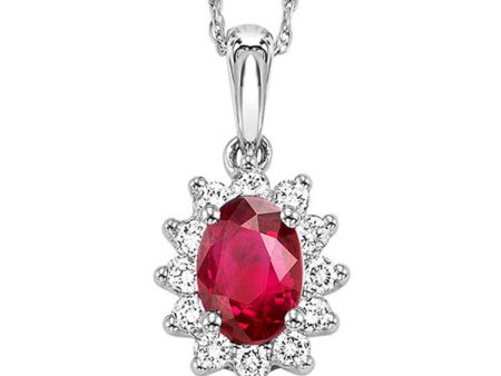 14Kt White Gold Diamond 1 5Ctw & Ruby 5 8Ctw Pendant Fashion