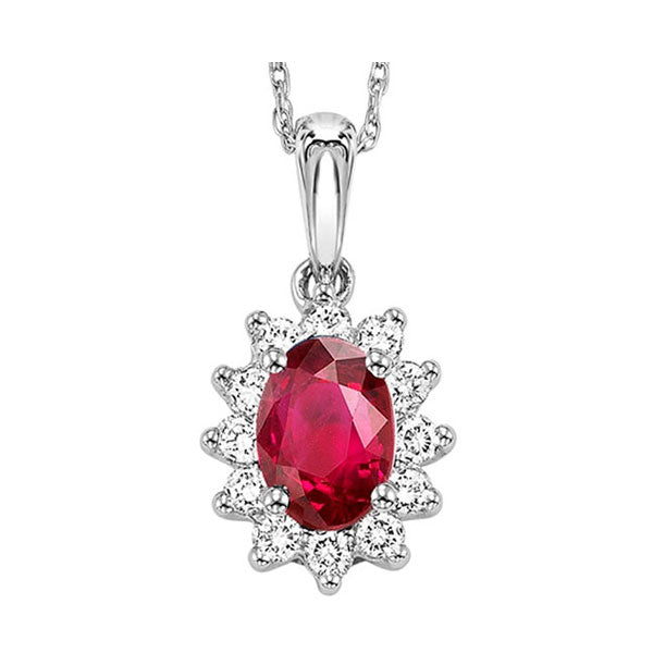 14Kt White Gold Diamond 1 5Ctw & Ruby 5 8Ctw Pendant Fashion