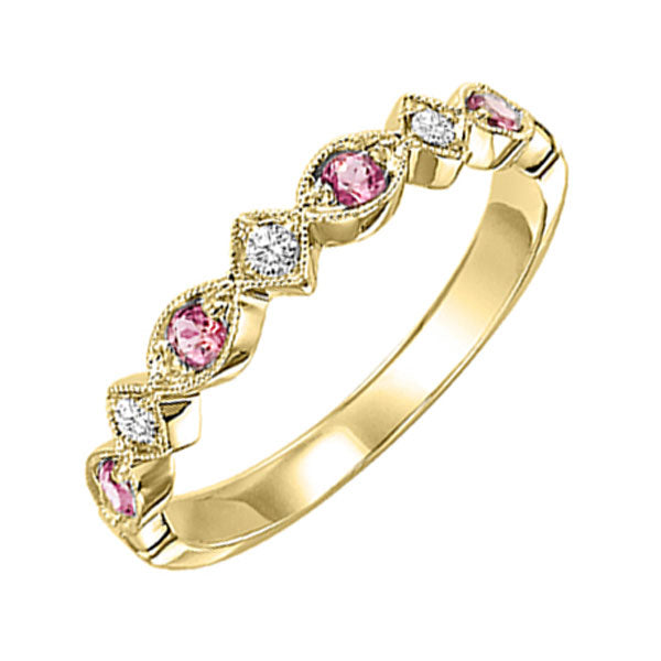 14Kt Yellow Gold Diamond 1 20Ctw & Pink Tourmaline 1 6Ctw Ring For Discount