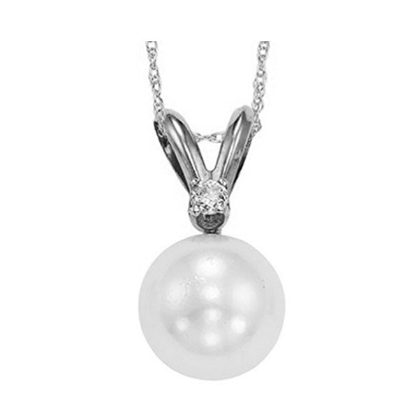 14Kt White Gold Diamond 1 50Ctw & Pearl Pendant For Sale