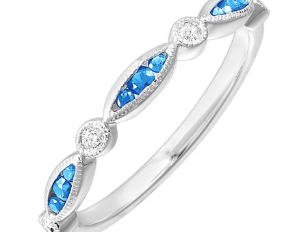 14Kt White Gold Diamond 1 20Ctw & Blue Topaz 1 5Ctw Ring Hot on Sale