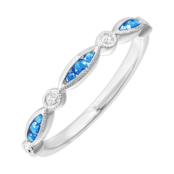 14Kt White Gold Diamond 1 20Ctw & Blue Topaz 1 5Ctw Ring Hot on Sale