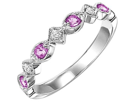 10Kt White Gold Diamond 1 20Ctw & Pink Sapphire 1 6Ctw Ring Fashion