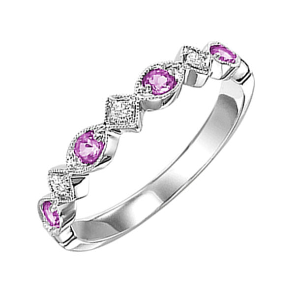 10Kt White Gold Diamond 1 20Ctw & Pink Sapphire 1 6Ctw Ring Fashion