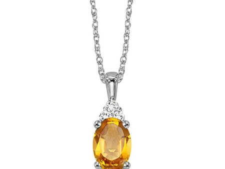 10Kt White Gold Diamond 1 50Ctw & Citrine 3 8Ctw Pendant Online Sale