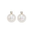 14Kt White Gold Diamond 1 20Ctw & Pearl Earring Sale