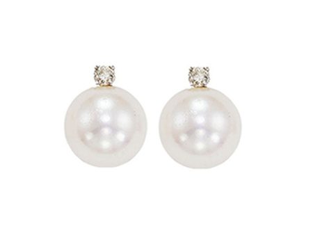 14Kt White Gold Diamond 1 20Ctw & Pearl Earring Sale