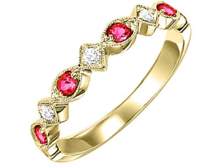 10Kt Yellow Gold Diamond 1 20Ctw & Ruby 1 6Ctw Ring Supply