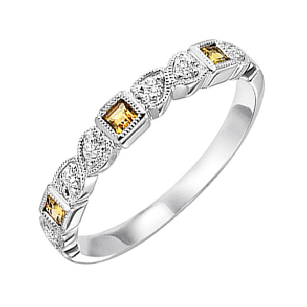 14Kt White Gold Diamond 1 12Ctw & Citrine 1 7Ctw Ring For Sale