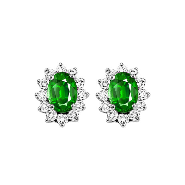 14Kt White Gold Diamond 3 8Ctw & Emerald 7 8Ctw Earring Online now