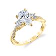 Pear Shaped Three Stone Twist Engagement Ring - Evangeline Cheap