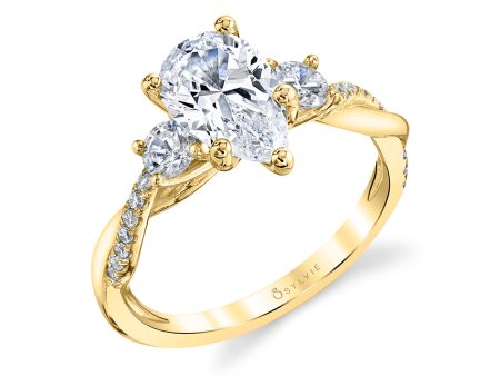 Pear Shaped Three Stone Twist Engagement Ring - Evangeline Cheap