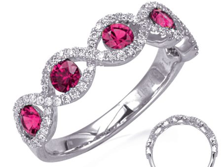 White Gold Ruby & Diamond Ring For Sale