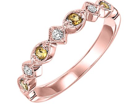 14Kt Rose Gold Diamond 1 20Ctw & Citrine 1 6Ctw Ring Online now