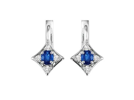 14Kt White Gold Diamond 1 20Ctw & Sapphire 1 3Ctw Earring Hot on Sale