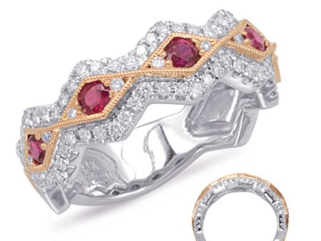 Rose & White Gold Ruby & Diamond Ring For Cheap