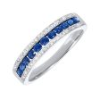 14Kt White Gold Diamond 1 8Ctw & Sapphire 1 2Ctw Ring Cheap