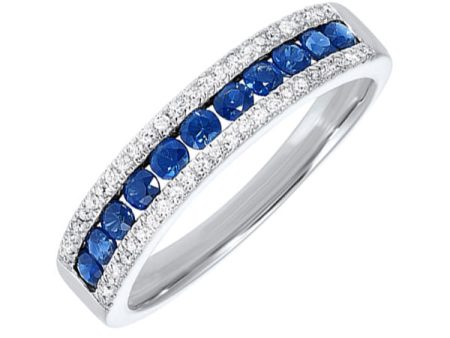 14Kt White Gold Diamond 1 8Ctw & Sapphire 1 2Ctw Ring Cheap