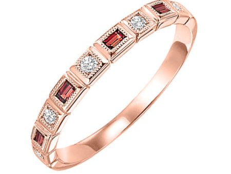 10Kt Rose Gold Diamond 1 12Ctw & Garnet 1 6Ctw Ring Online Hot Sale