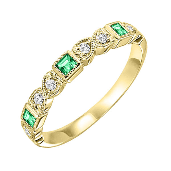 10Kt Yellow Gold Diamond 1 10Ctw & Emerald 1 6Ctw Ring Fashion