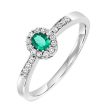 14Kt White Gold Diamond 1 6Ctw & Emerald 1 8Ctw Ring on Sale