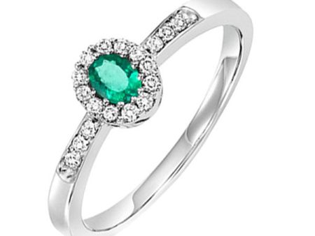 14Kt White Gold Diamond 1 6Ctw & Emerald 1 8Ctw Ring on Sale