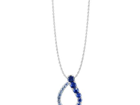 14K White Gold Graduated Blue Sapphire Pendant Online Hot Sale