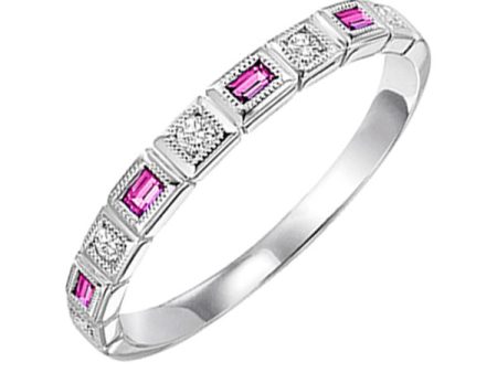 10Kt White Gold Diamond 1 12Ctw & Pink Sapphire 1 7Ctw Ring For Sale