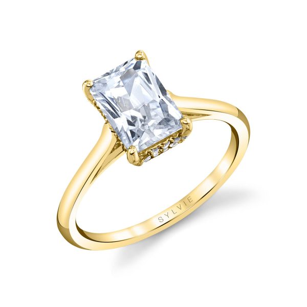 Radiant Cut Solitaire Hidden Halo Engagement Ring - Carter Cheap