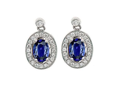 14Kt White Gold Diamond 1 5Ctw & Sapphire 1 1 8Ctw Earring Fashion