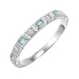 14Kt White Gold Diamond 1 12Ctw & Aquamarine 1 10Ctw Ring on Sale