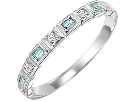 14Kt White Gold Diamond 1 12Ctw & Aquamarine 1 10Ctw Ring on Sale