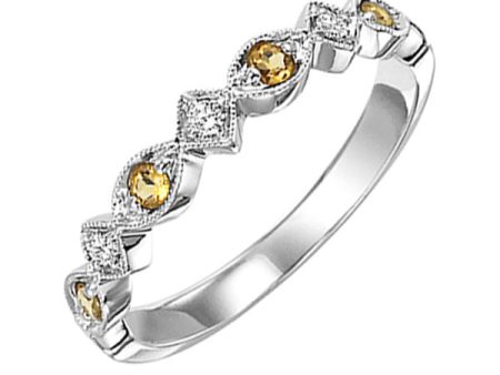 14Kt White Gold Diamond 1 20Ctw & Citrine 1 6Ctw Ring For Sale