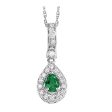 14Kt White Gold Diamond 1 10Ctw & Emerald 1 5Ctw Pendant Hot on Sale