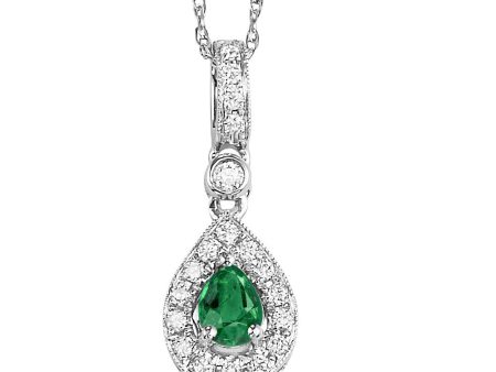 14Kt White Gold Diamond 1 10Ctw & Emerald 1 5Ctw Pendant Hot on Sale