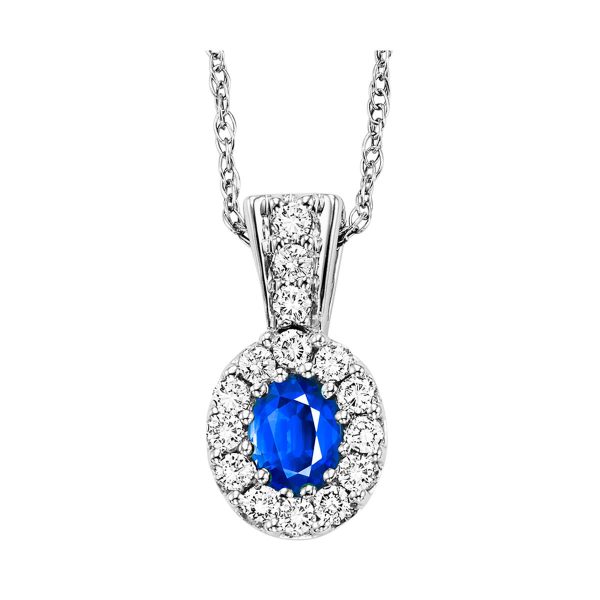 14Kt White Gold Diamond 1 7Ctw & Sapphire 1 4Ctw Pendant Online now