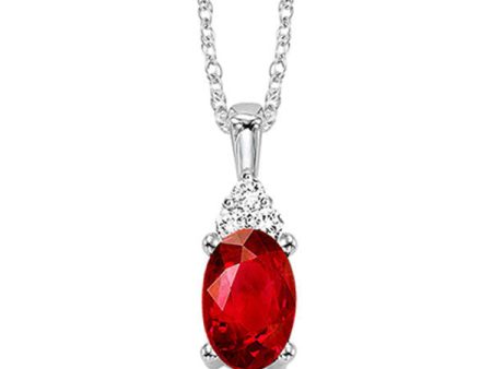 10Kt White Gold Diamond 1 50Ctw & Garnet 1 2Ctw Pendant Hot on Sale