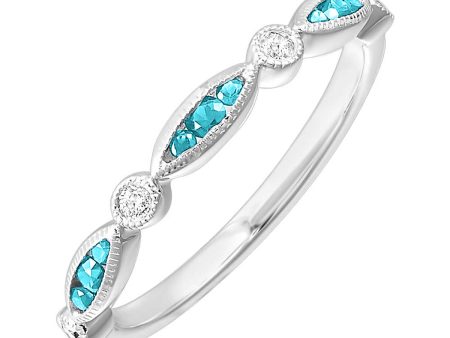 14Kt White Gold Diamond 1 20Ctw & Aquamarine 1 5Ctw Ring Hot on Sale