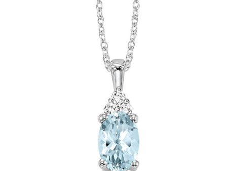 10Kt White Gold Diamond 1 50Ctw & Aquamarine 3 8Ctw Pendant For Discount