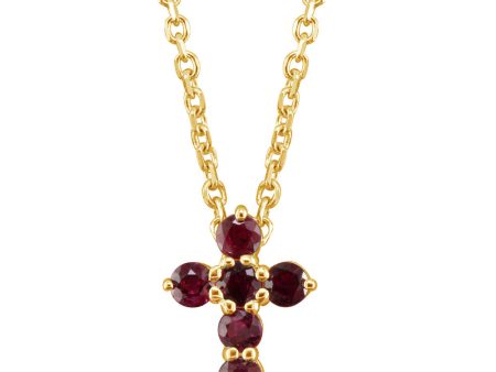 14K Yellow Gold Ruby Cross Neckpiece Online Sale