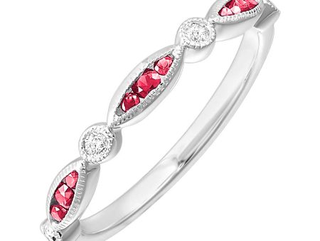 14Kt White Gold Diamond 1 20Ctw & Ruby 1 8Ctw Ring Online Hot Sale